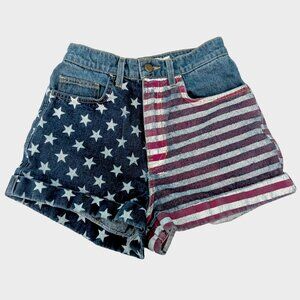 American Apparel Denim Jean Shorts Womens 25 Flag Stars Stripes Casual Spring